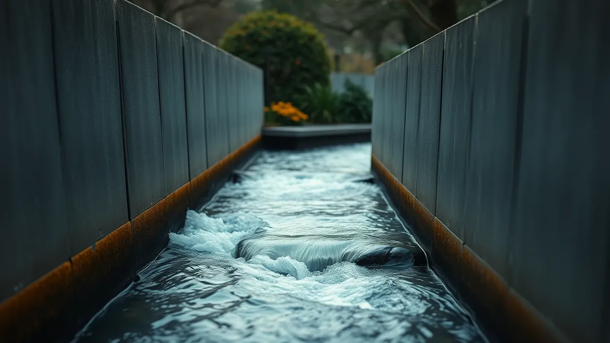 Illustration: A smooth stone wall blocks a chaotic flood of water while allowing a gentle stream to flow through.
