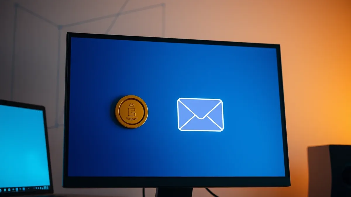 Illustration: A close-up view of a computer screen displaying a blank email interface with a highlighted header section.