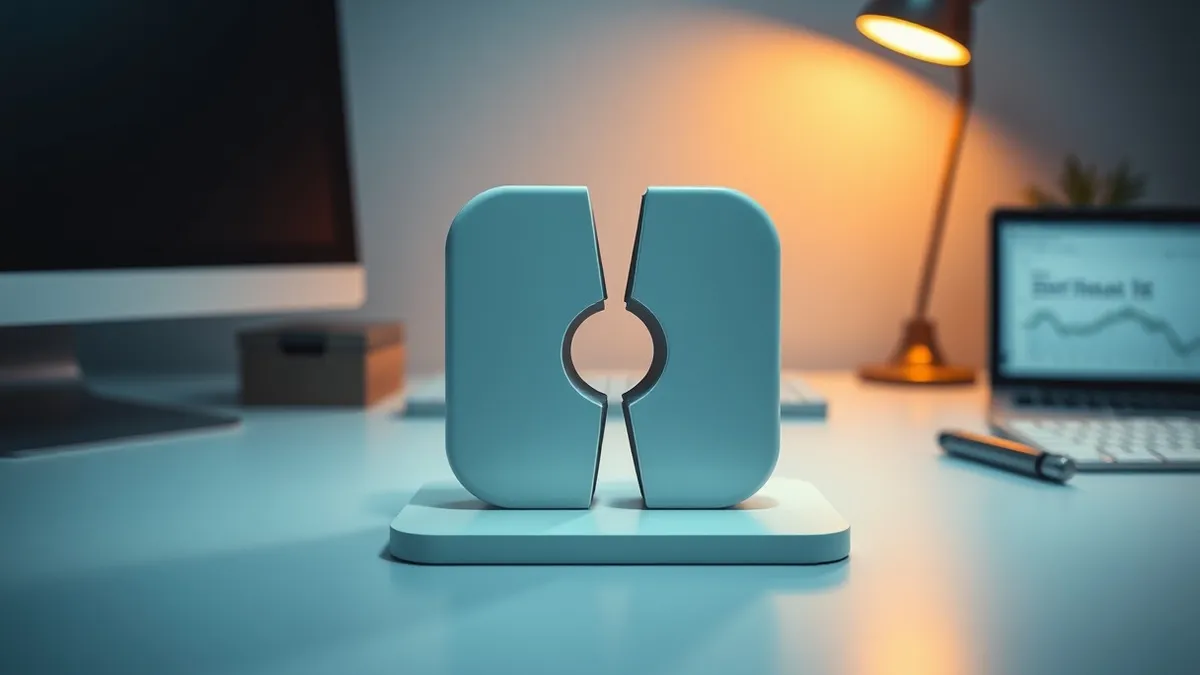 Illustration: A sleek, white task management application icon sits on a clean, matte desk surface.