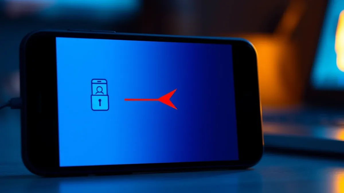 Illustration: A smartphone displays a blank login screen with a red arrow pointing from a generic app icon to an unfamiliar website tab.