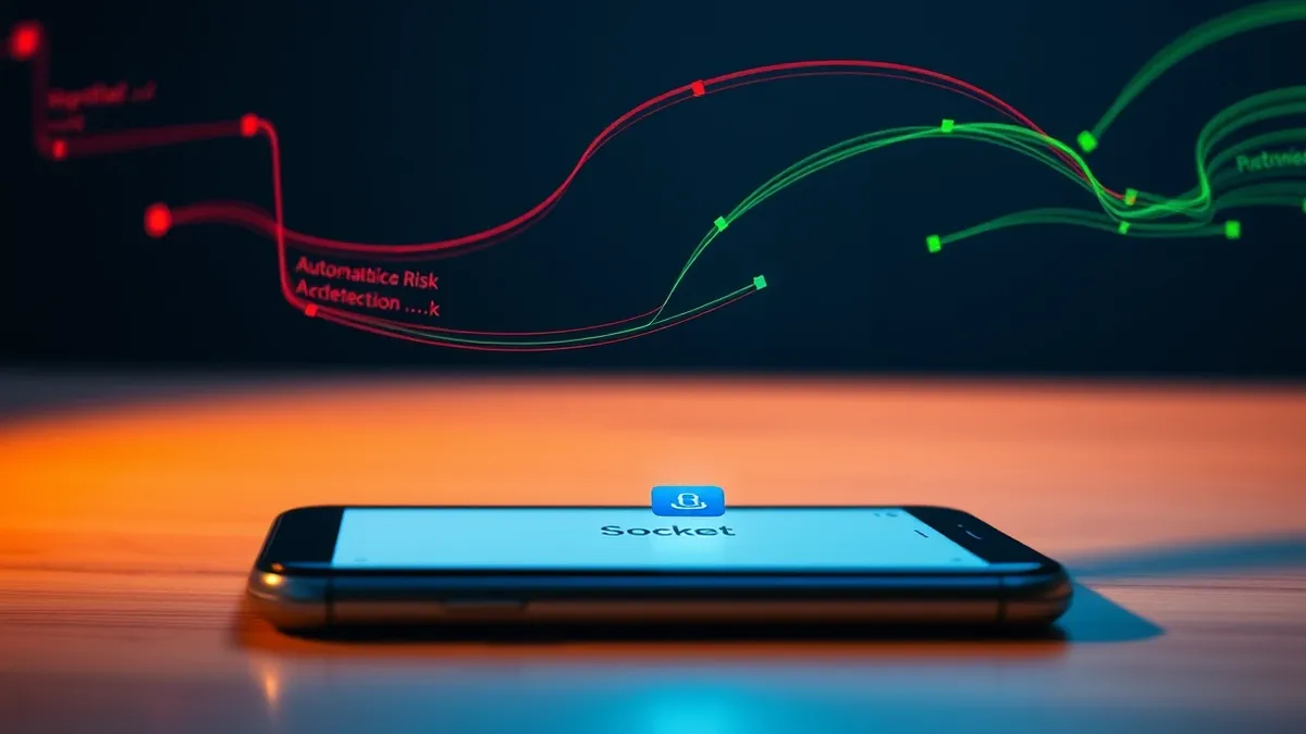 Illustration: A sleek smartphone displays a clean app store interface with a minimalist blue square icon representing a socket.