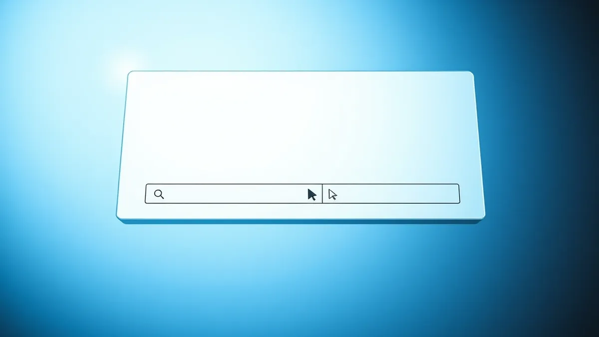 Illustration: A sleek open browser window floats in mid-air, its address bar blank and empty.