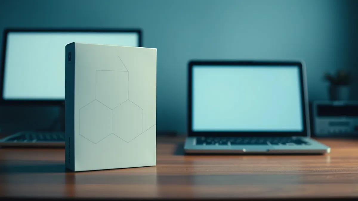 Illustration: A pristine white software package box sits beside a nearly identical copy with a single subtly misspelled letter on its side.