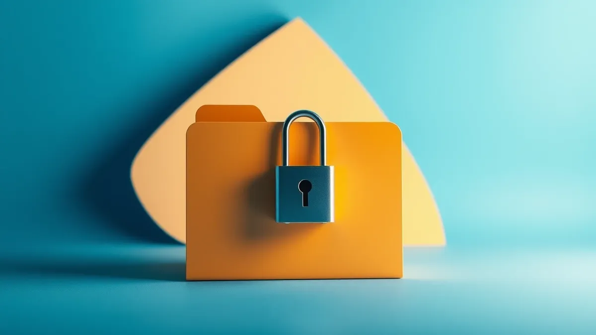 Illustration: A stylized computer folder sits isolated in a clean, abstract digital space.